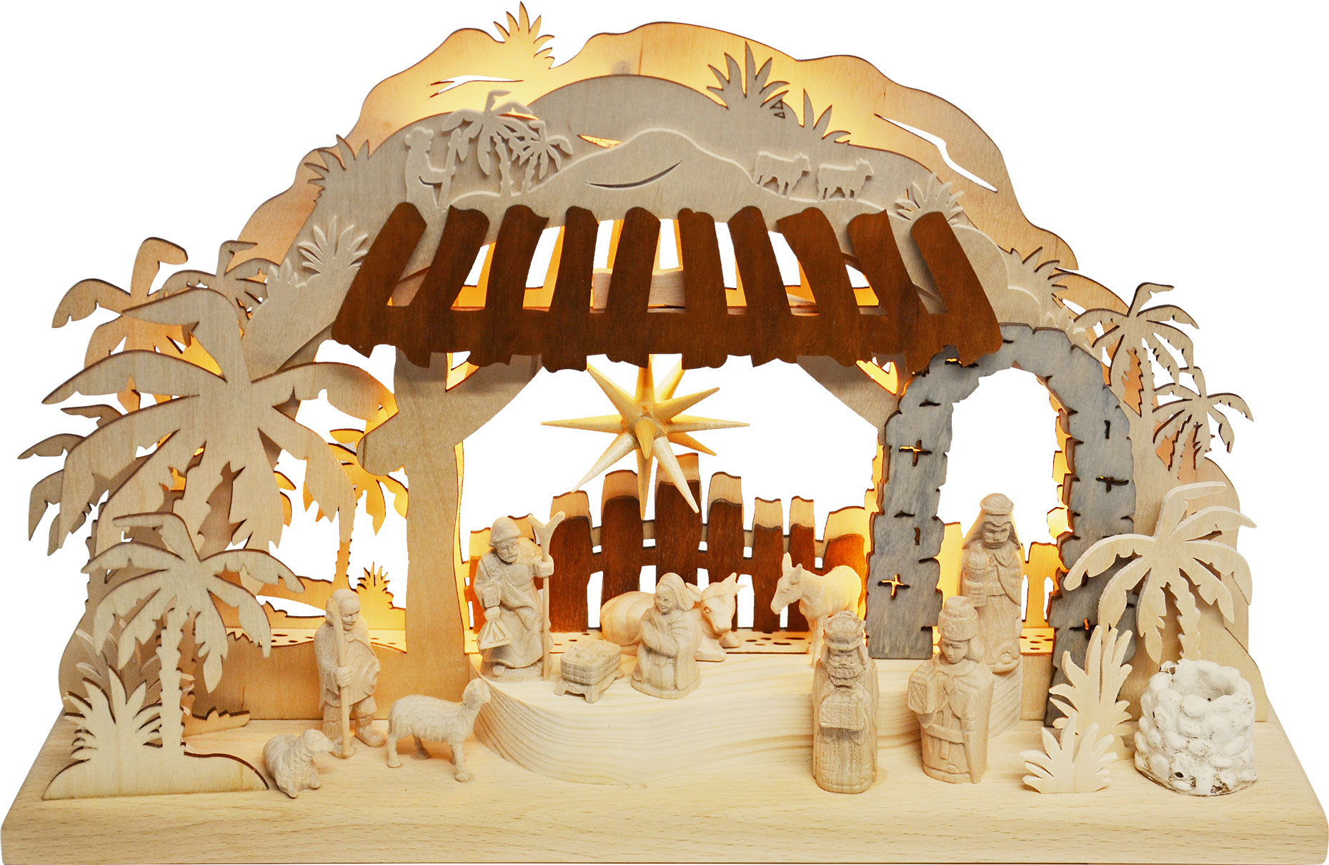 3D-Schwibbogen klein, Geburt Christi Stern über Bethlehem