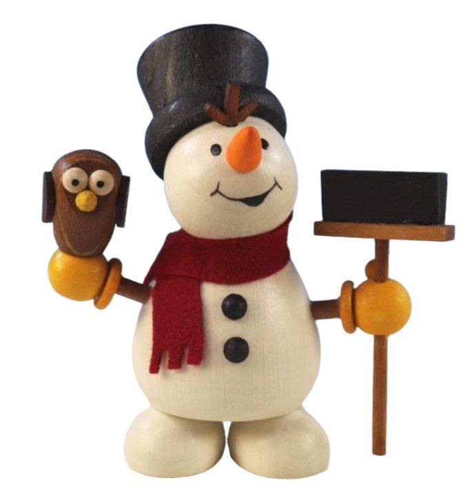 Schneemann mit Eule und Besen