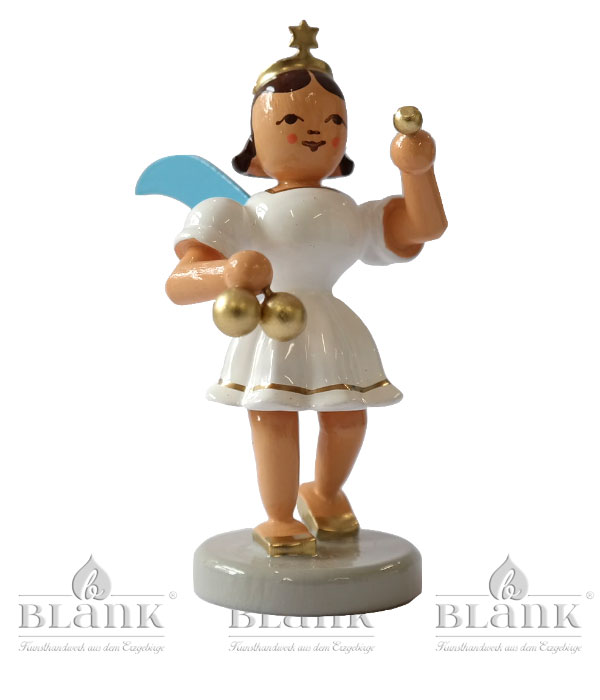 Angels with coloured Christmas baubles