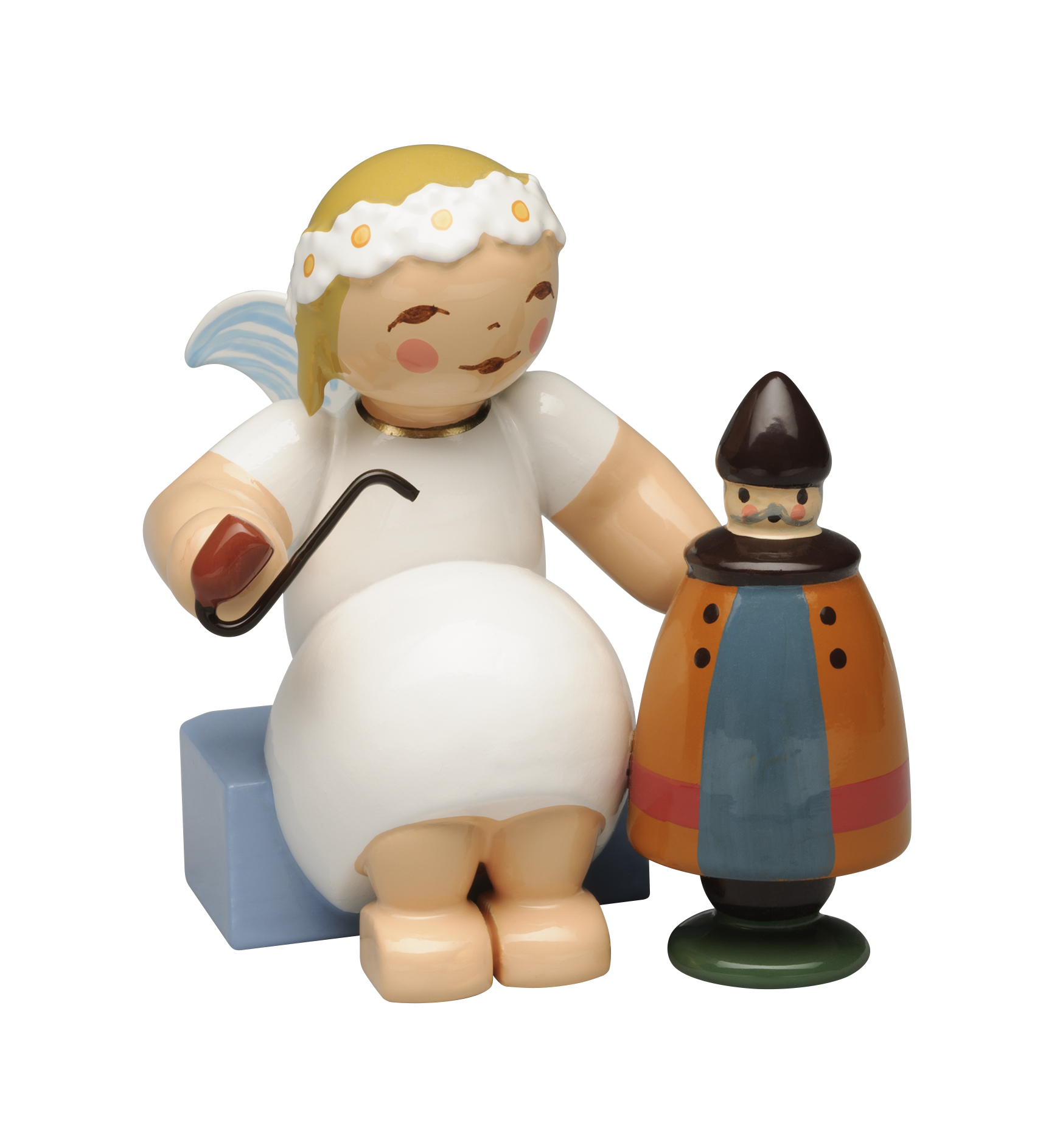 Margeritenengel, sitzend, mit Räucherman