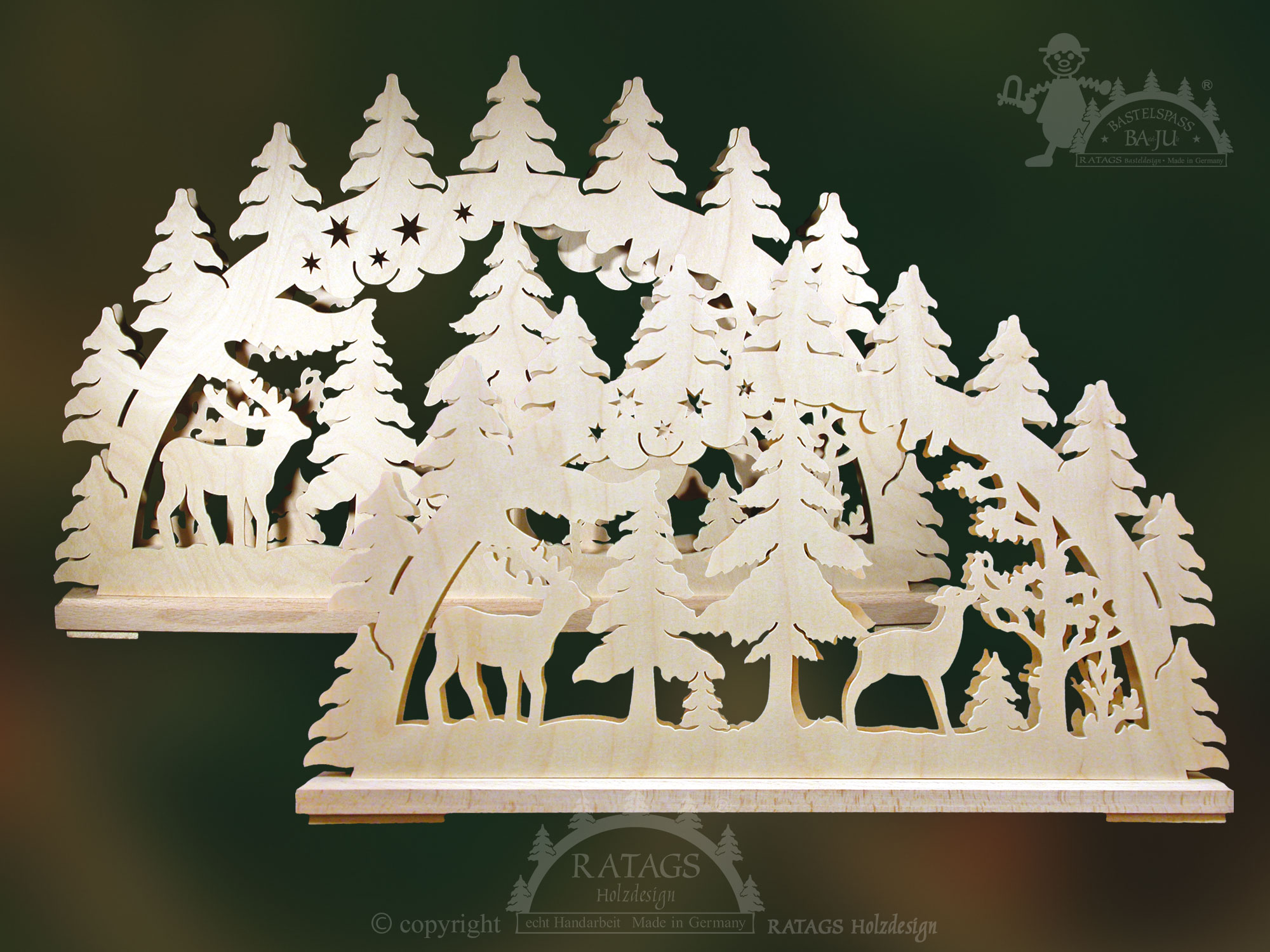 Large DIY candle arch, deer in the forest