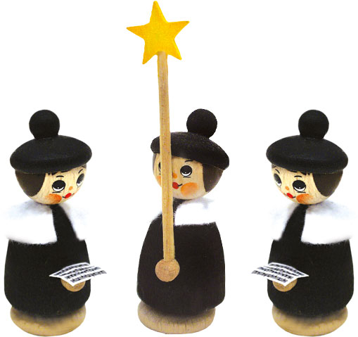Figurines, set of 3, Kurrende, black