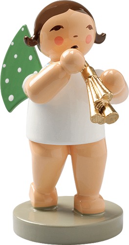 Engel mit Schalmei dunkles Haar