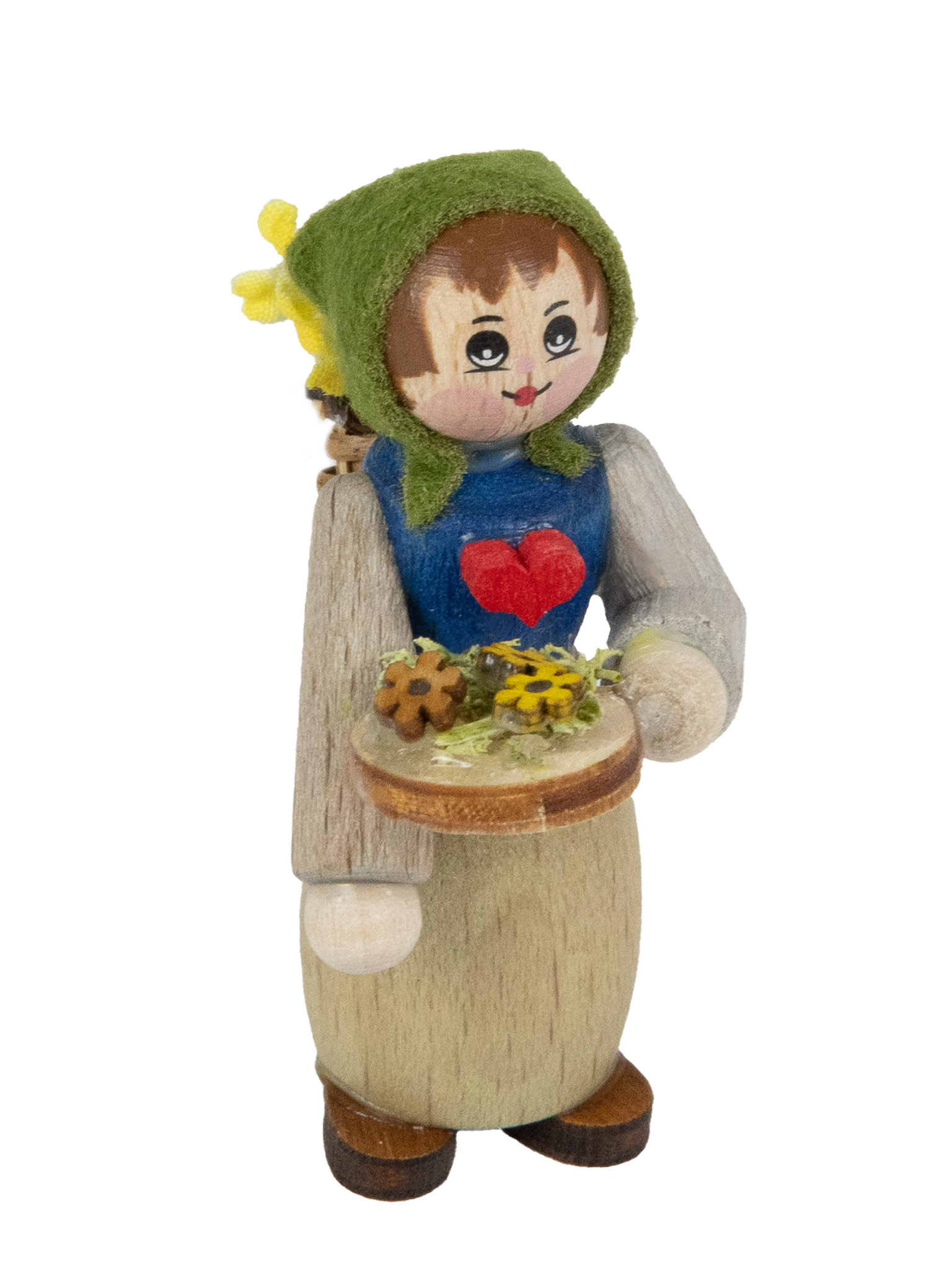 Figur, Blumenfrau, Blumenschale und Huckkorb