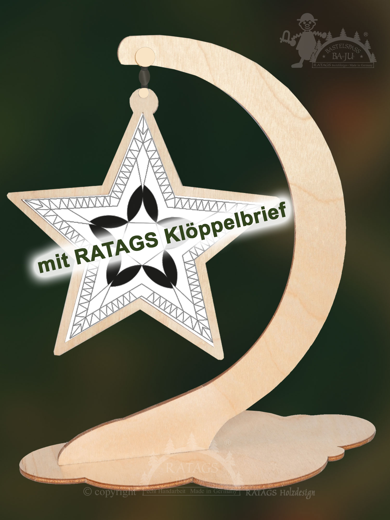 Klöppelrahmen, Stern mit RATAGS Klöppelbrief Klöppelrahmen, Stern mit RATAGS Klöppelbrief