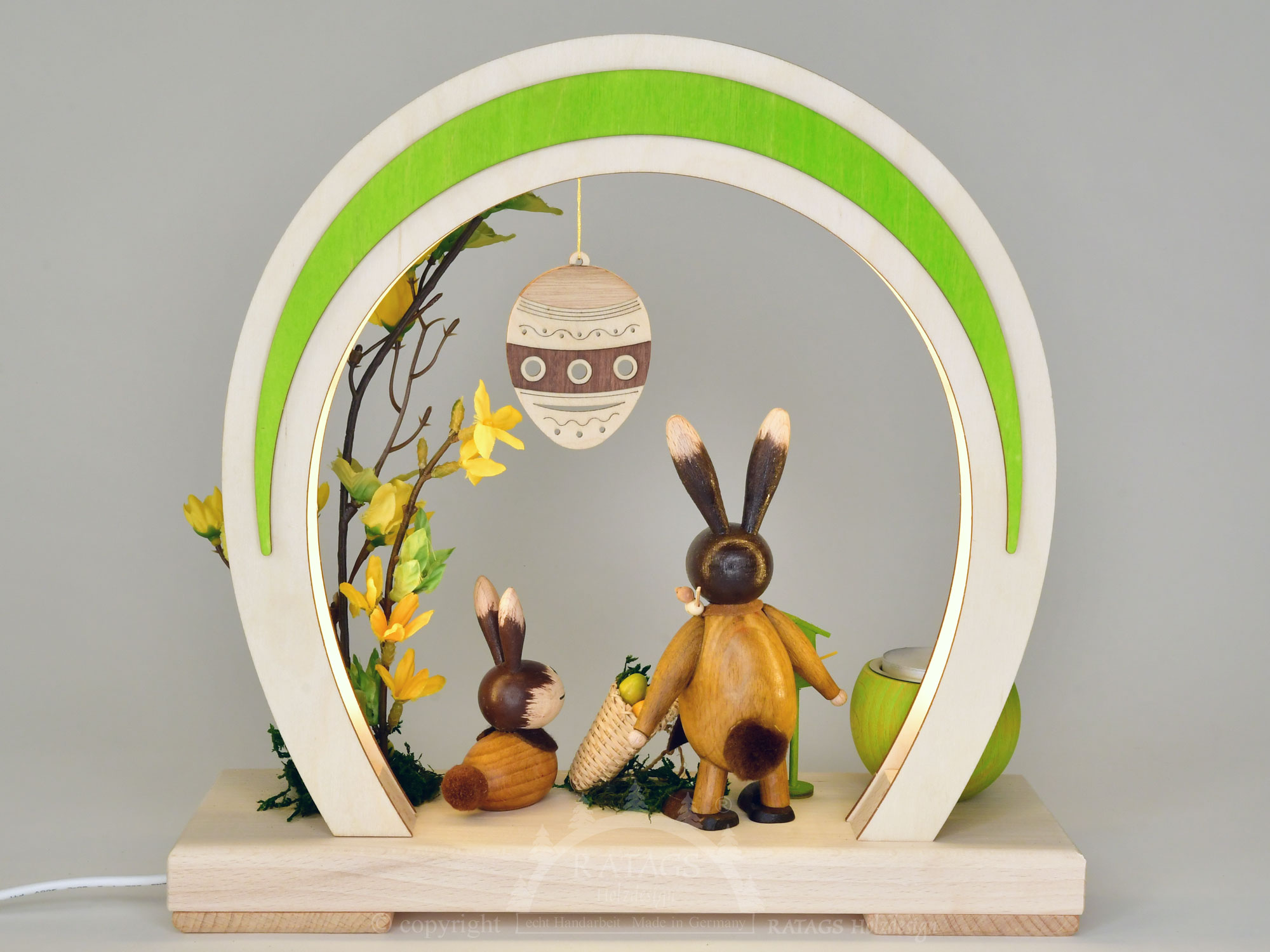 Romantiklampa Ostern, LED, rund, grön