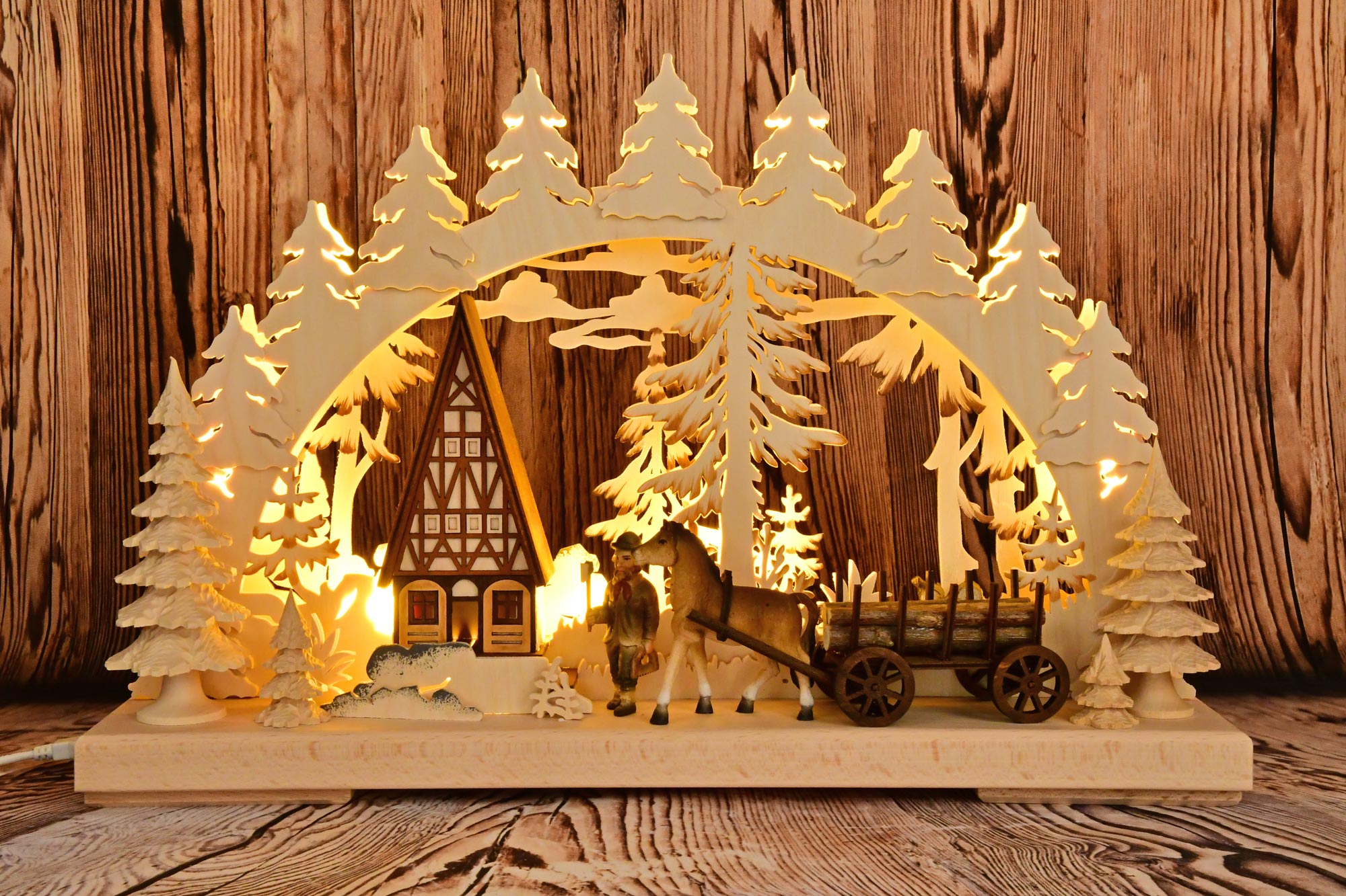 Arco luminoso 3D pequeno, lenhador