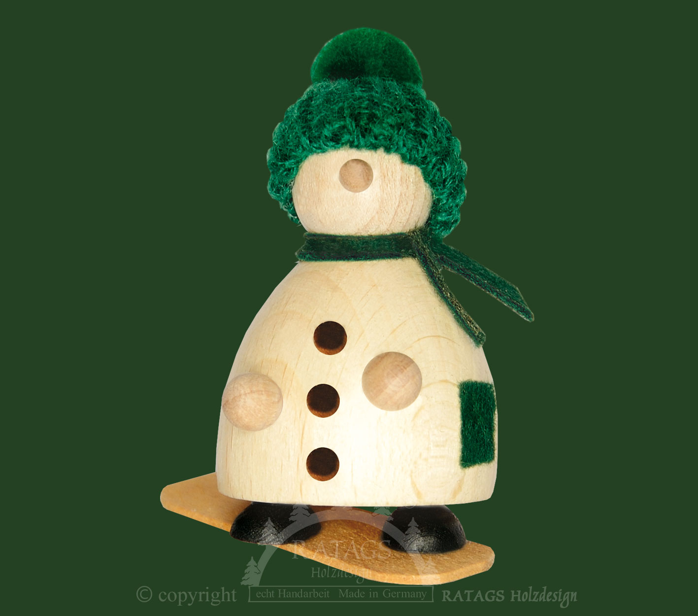 Snow-Molli, Junge Linie, auf Snowboard grüne Strickmütze