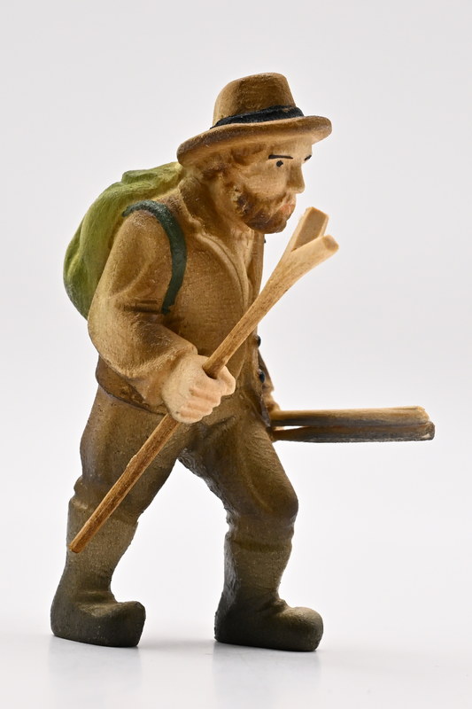 Chasseur, sac à dos, fusil, chapeau, à colorier 65 mm