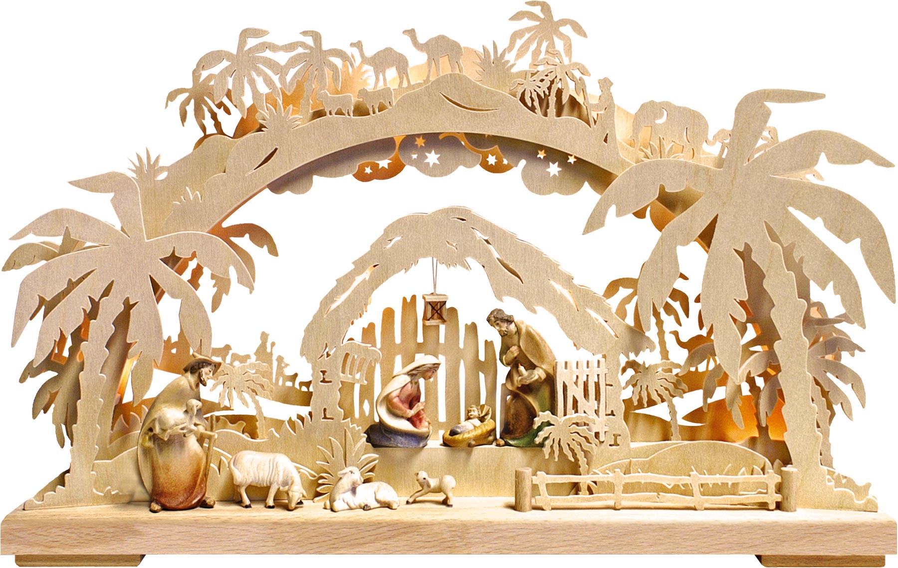 3D-Schwibbogen μικρό, Morgenland, φιγούρες του Τιρόλου, έγχρωμο, χωρίς βασιλιάδες