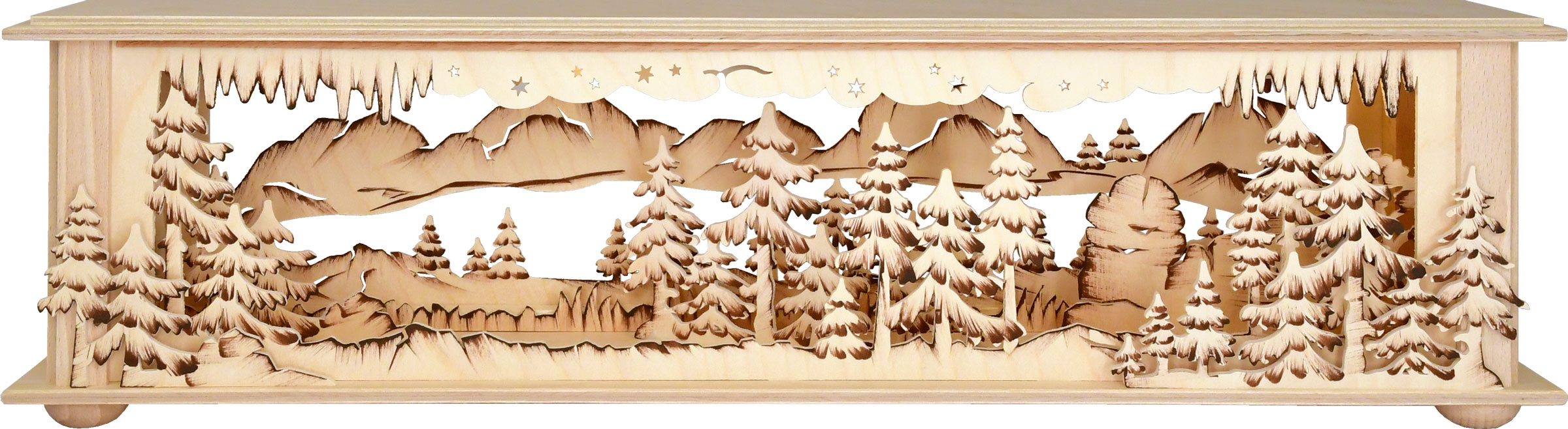 Small room light, forest and icicles, flat, hand-painted brown