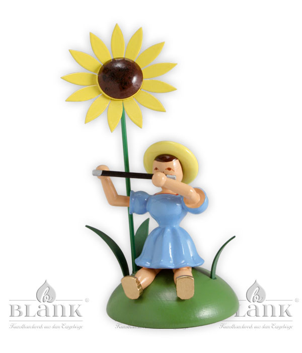 Sunflower, transverse flute Flower child sitting