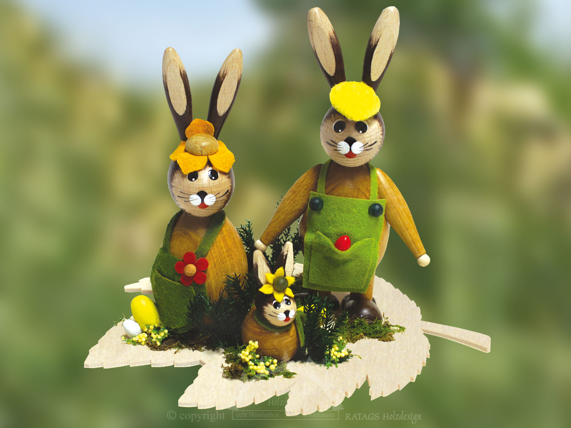 Hasenfamilie auf Blatt