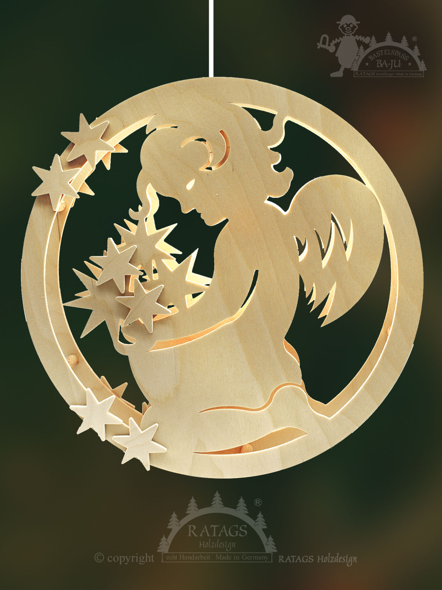 Window picture, illuminated, for crafting, Sterntaler, for sawing out