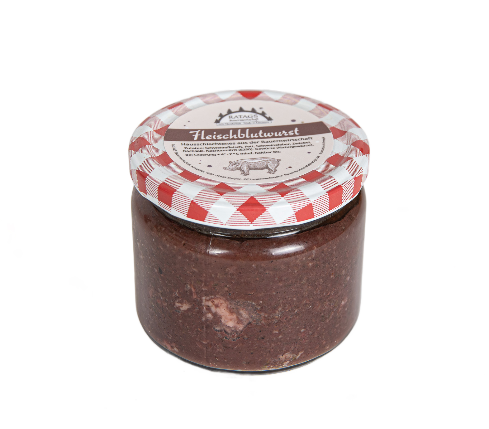 Pork black pudding in a jar Sausage jar
