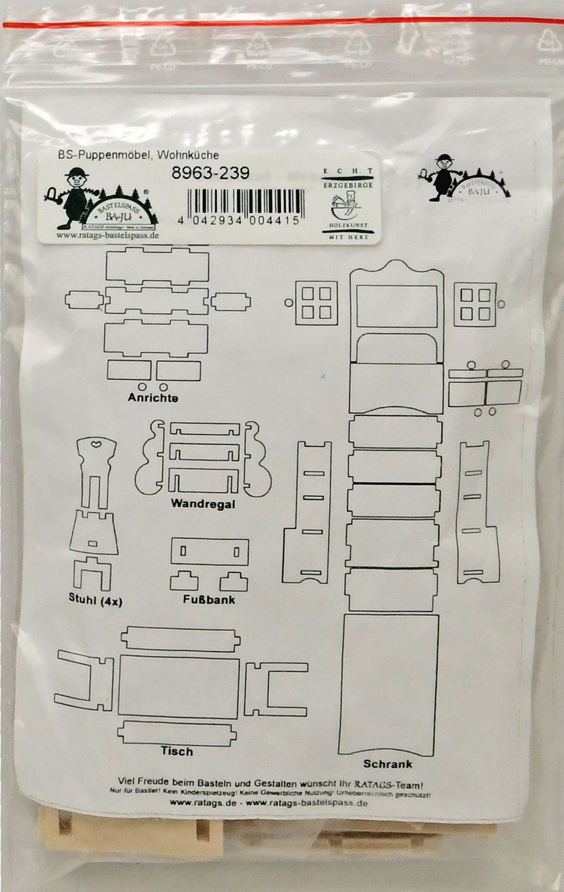 Doll's furniture for crafting, kitchen-diner