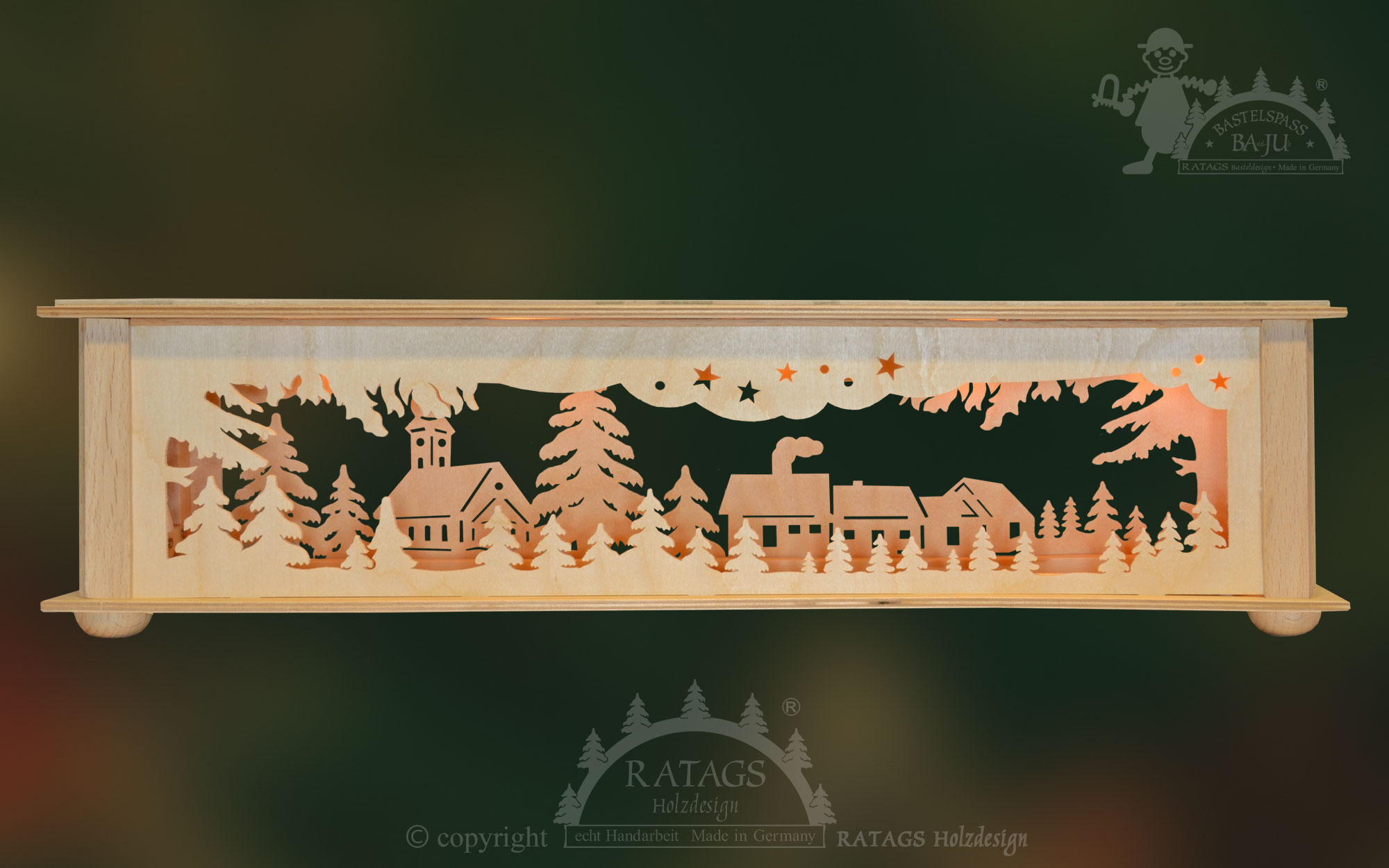 Raumleuchte zum Basteln, klein, Wald mit Dorf Raumleuchte zum Basteln, klein, Wald mit Dorf