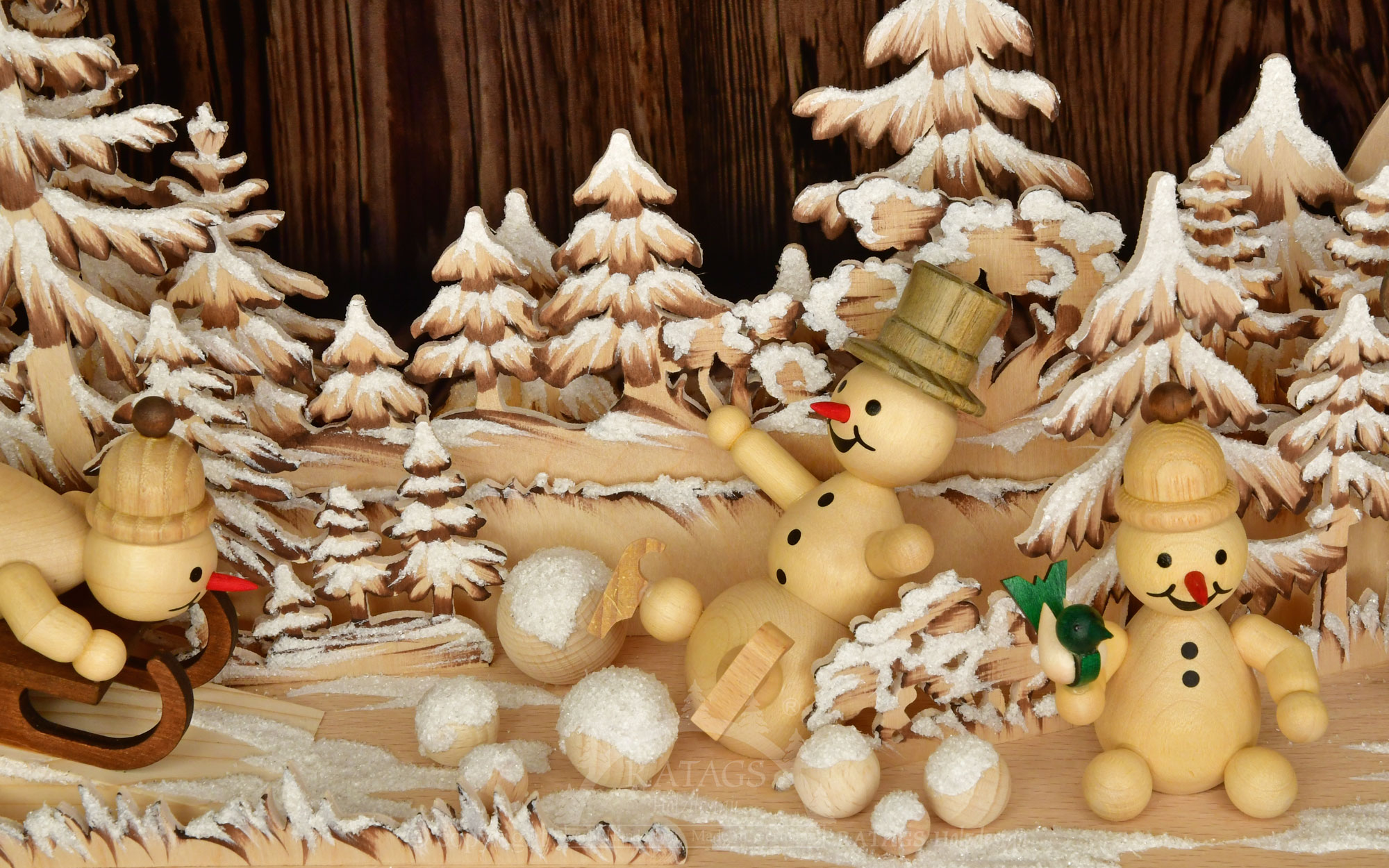 Large 3D candle arch, snowman paradise, hand-painted, brown, hoarfrost