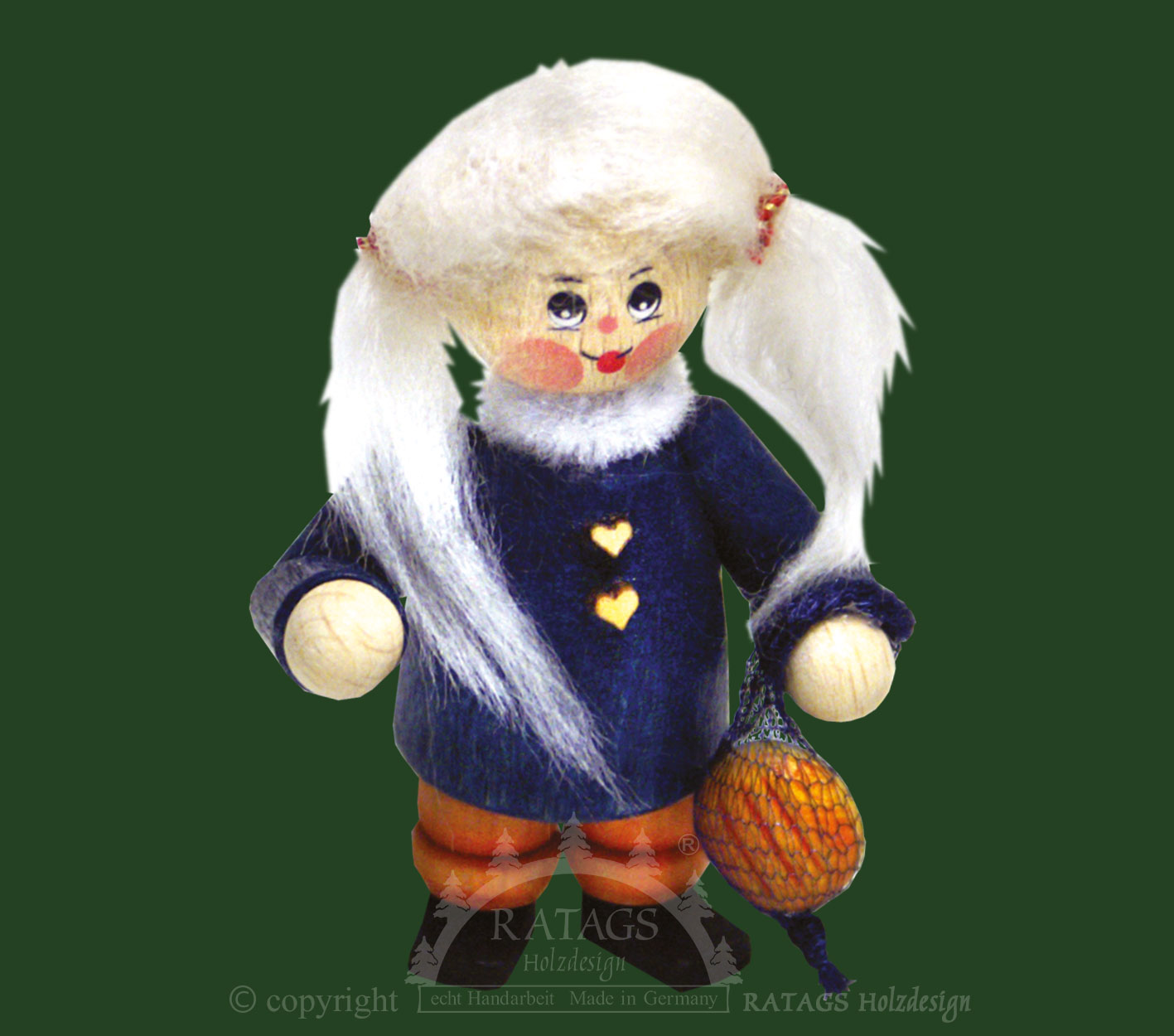 Figur, barn med flätor, brödnät