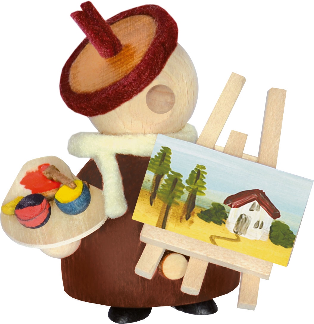 Molli artist, burgundy, easel, paint