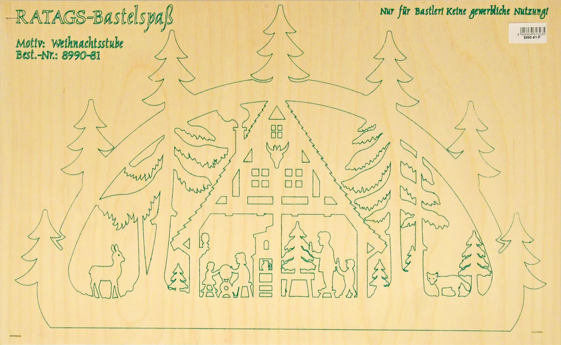 2 Motivsperrholzplatten, Selbstaussägen, Schwibbogen, klein, Weihnachtsstube