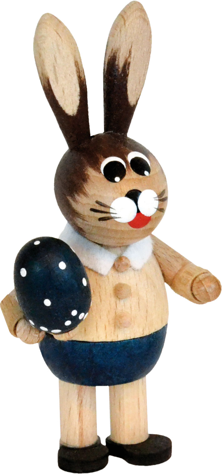 Osterhase, blau, gepunktetes Ei