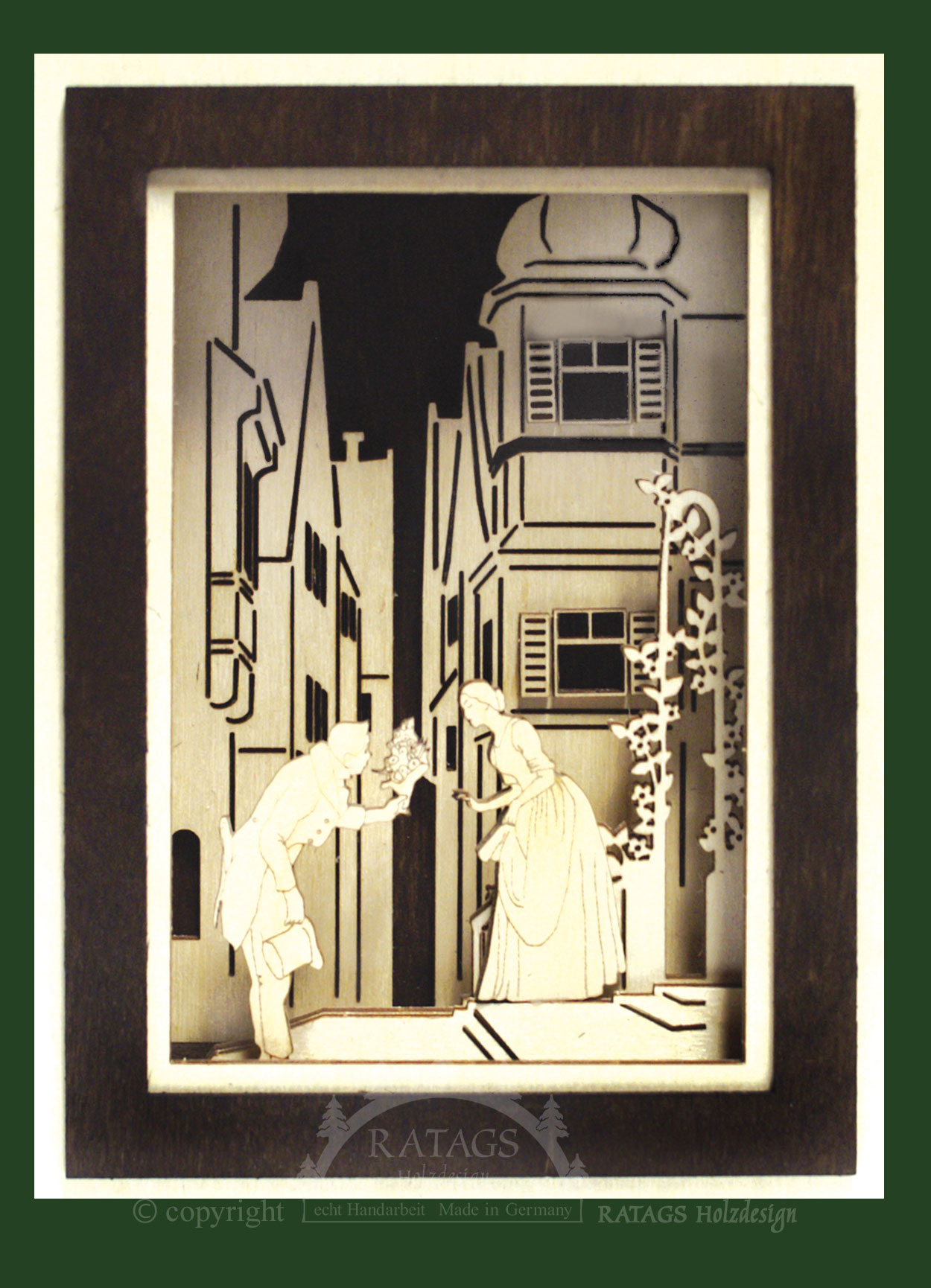 3D wall picture, rendezvous, dark brown frame