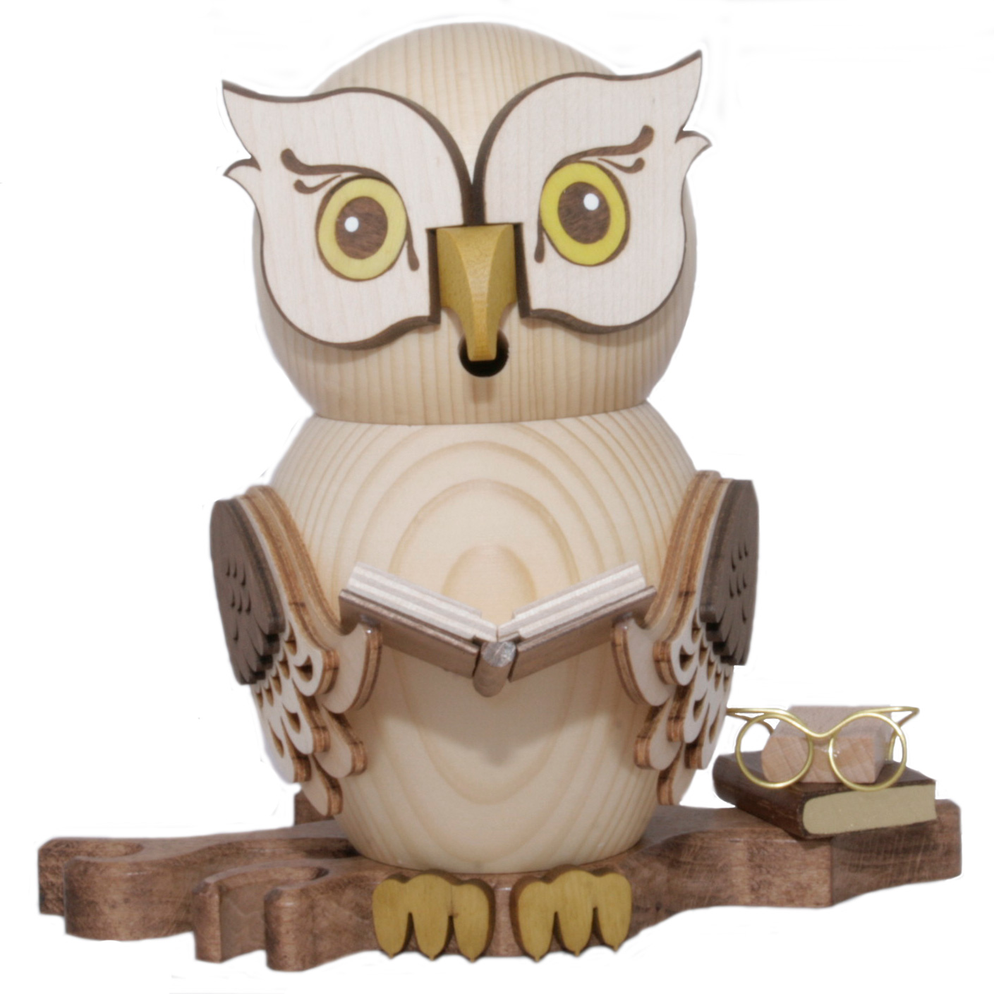 Smoking figure, owl with books, approx. 15 cm