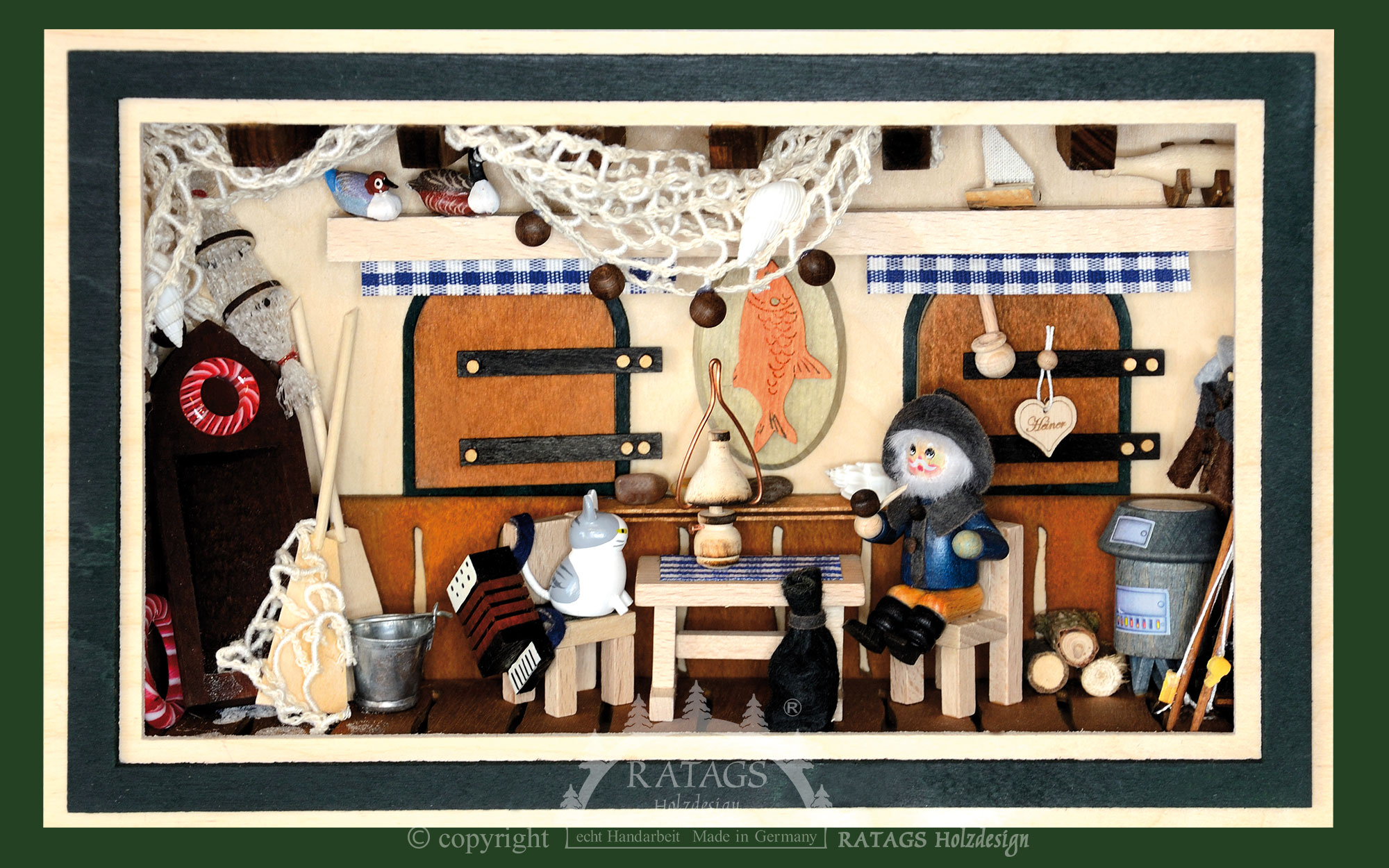 3D wall picture, fisherman's hut