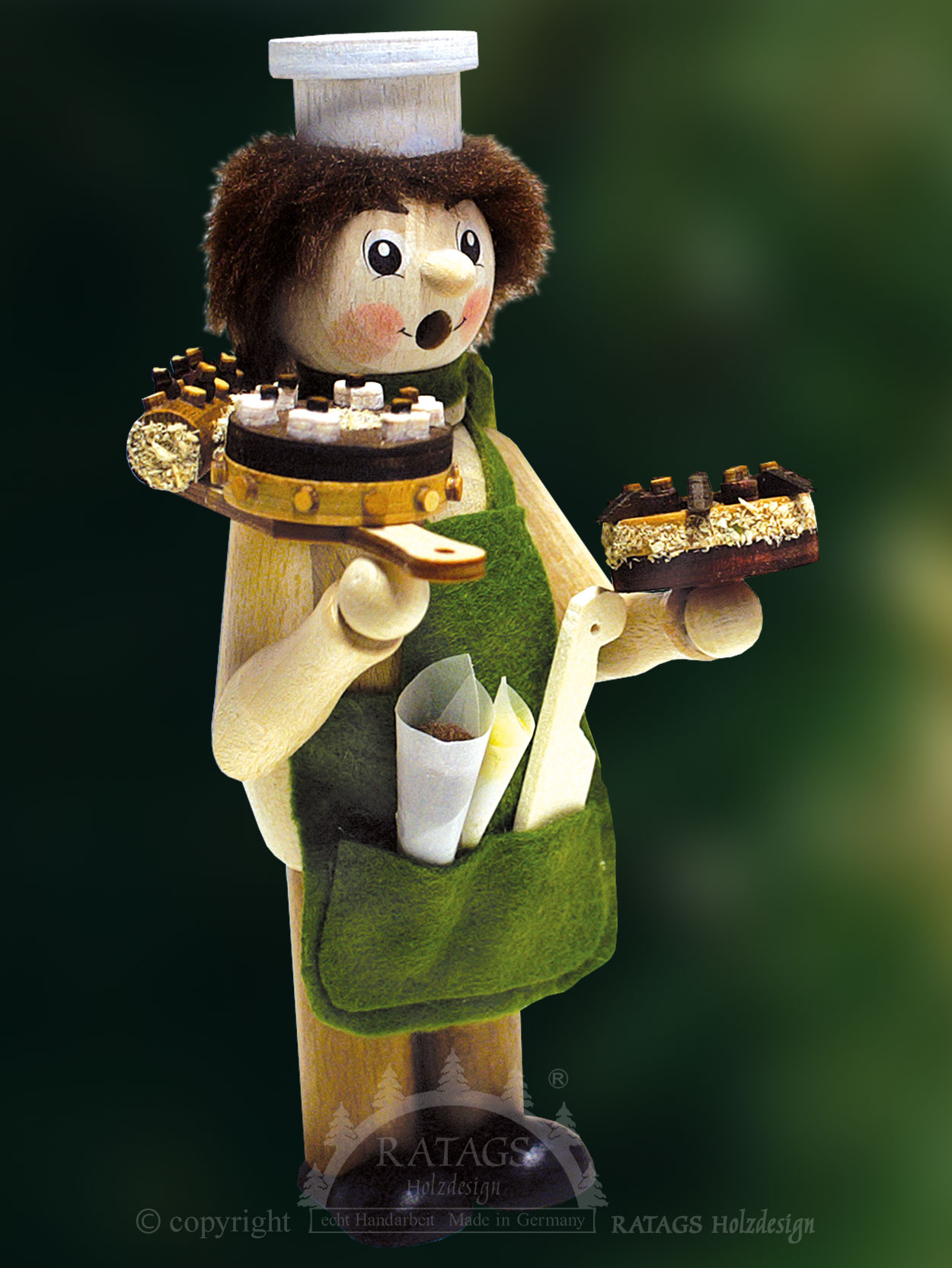 Glazed natural wood, cake baker