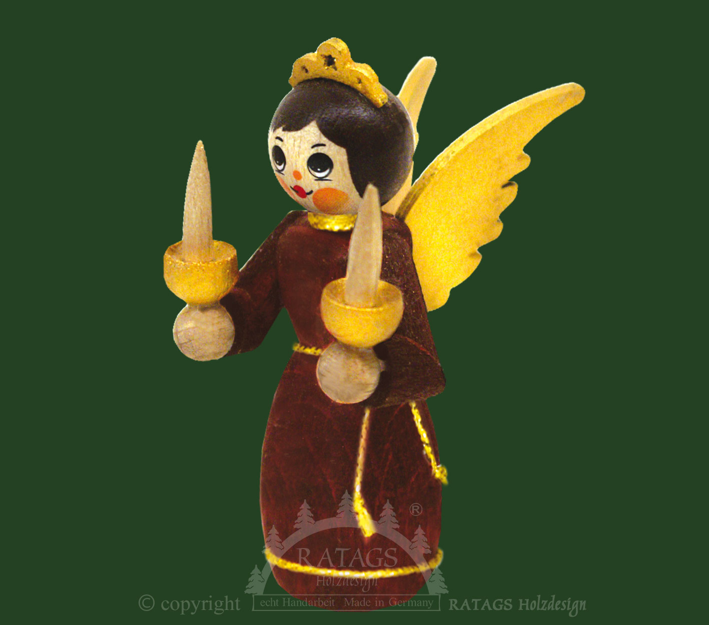 Figur, Engel mit 2 Kerzen, rot