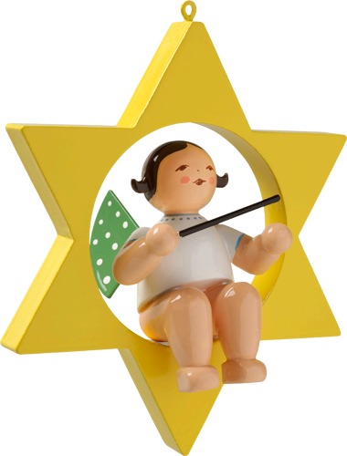 Engel mit Taktstock, im Stern, dunkles Haar