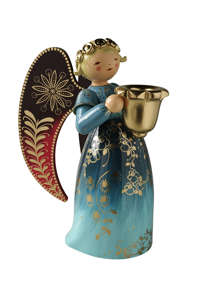 Engel reich bemalt, groß, mit Lichtnapf,