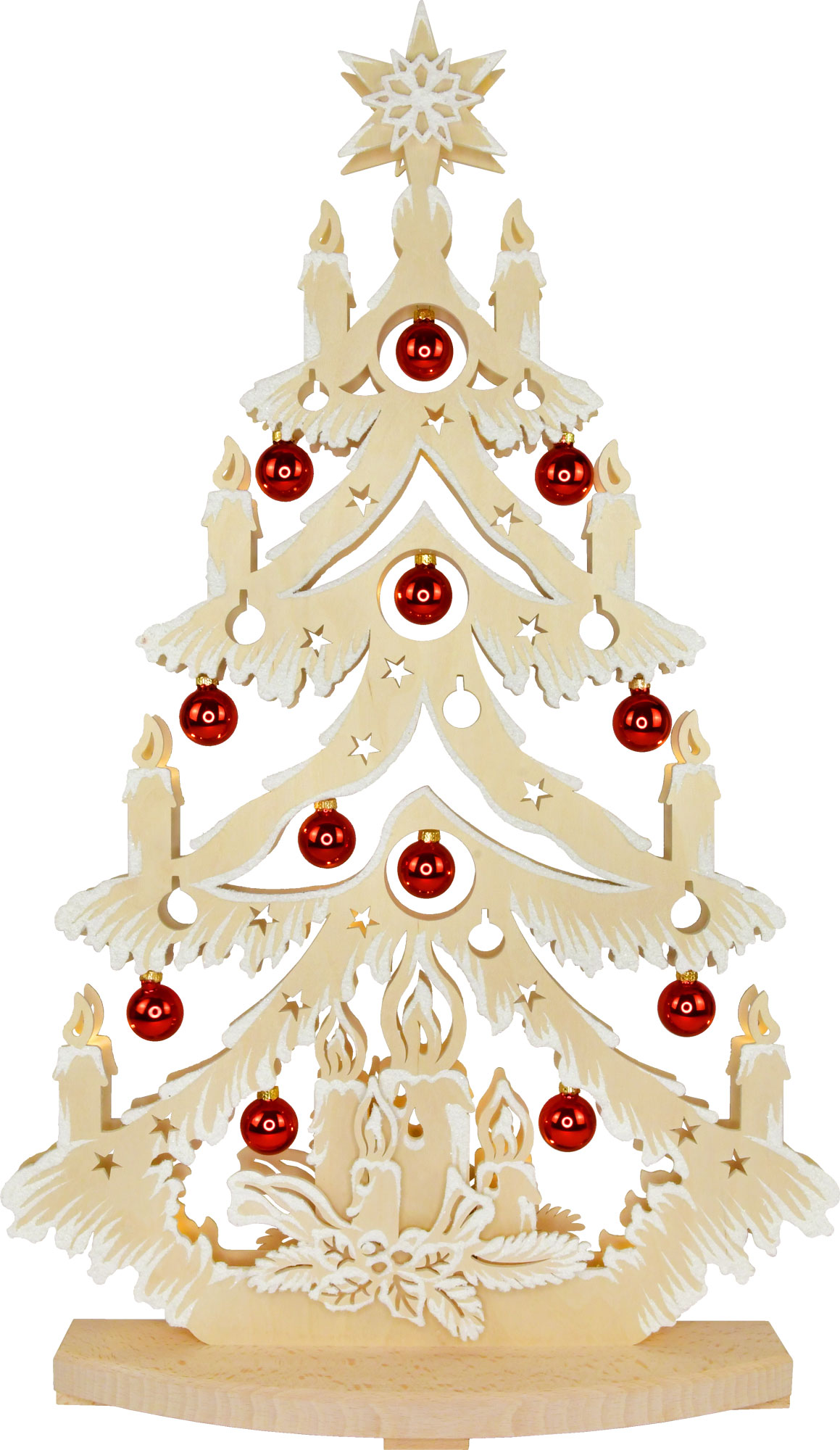 Abeto grande, bolas de árbol, rojo/liso, brillante, escarcha