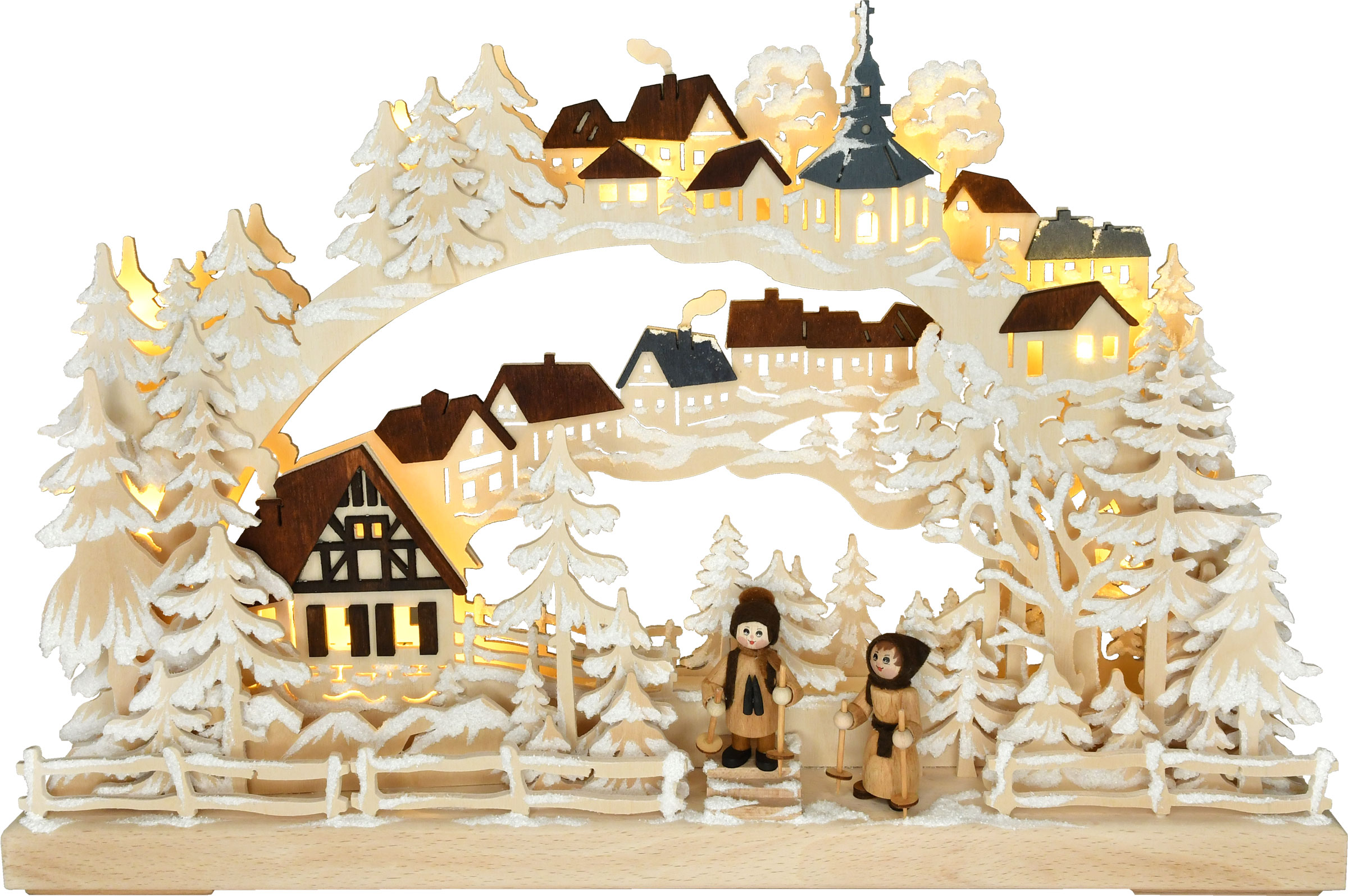 Small 3D Schwibbogen, winter hike, coloured roofs, hoarfrost