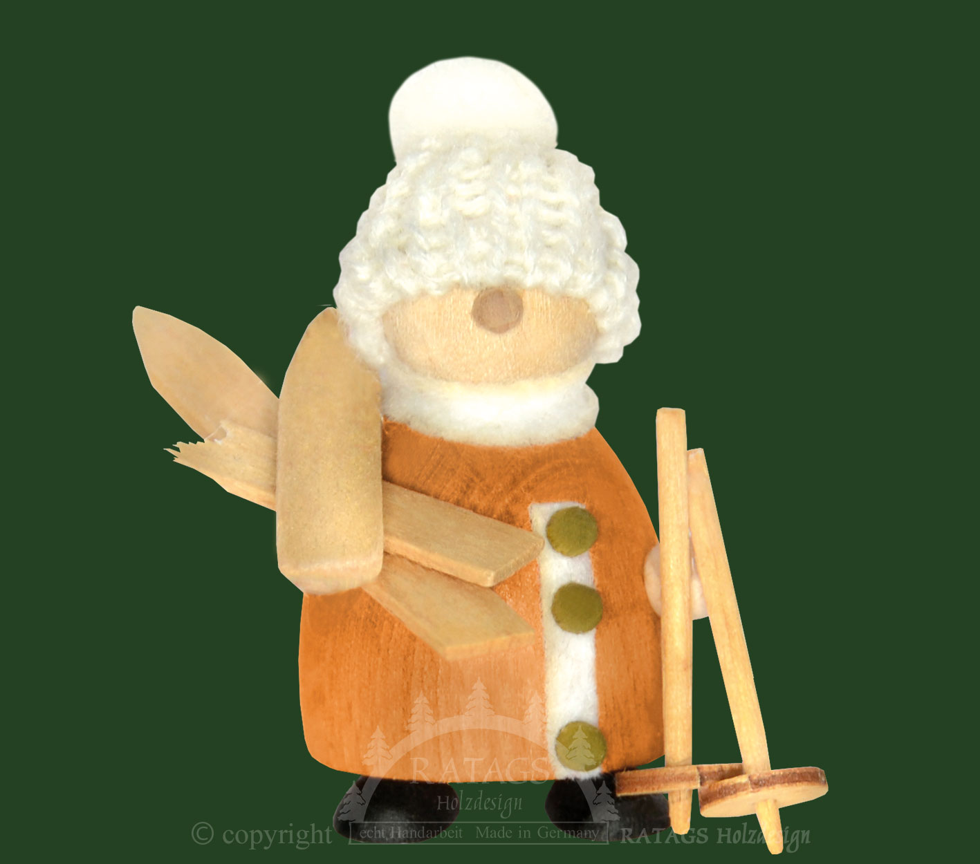 Snow-Molli, Junge Linie, mit Skiern auf  weiße Strickmütze Snow-Molli, Junge Linie, mit Skiern auf  weiße Strickmütze