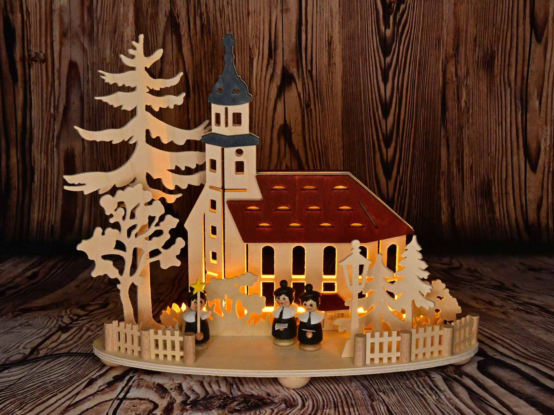 Königstein Church with LED lighting, coloured roofs