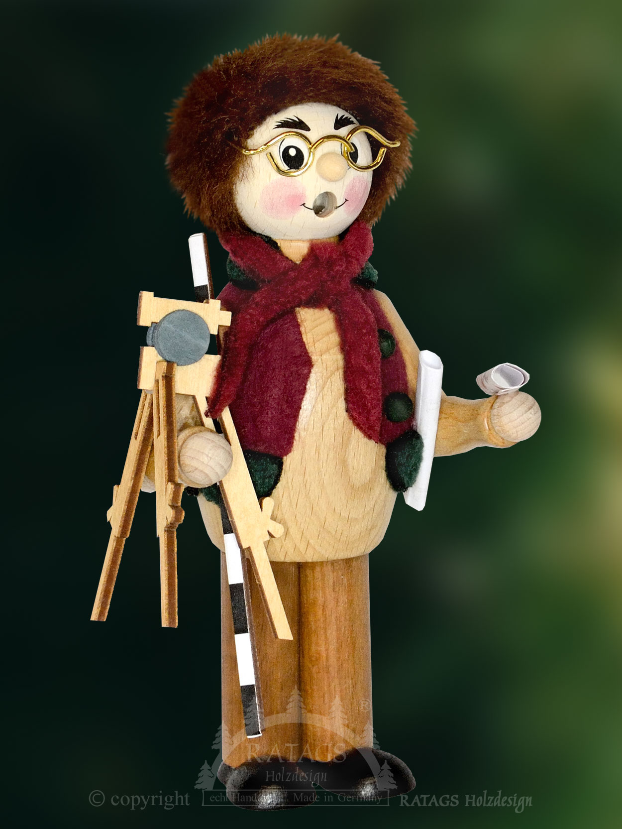 Glazed natural wood, surveyor