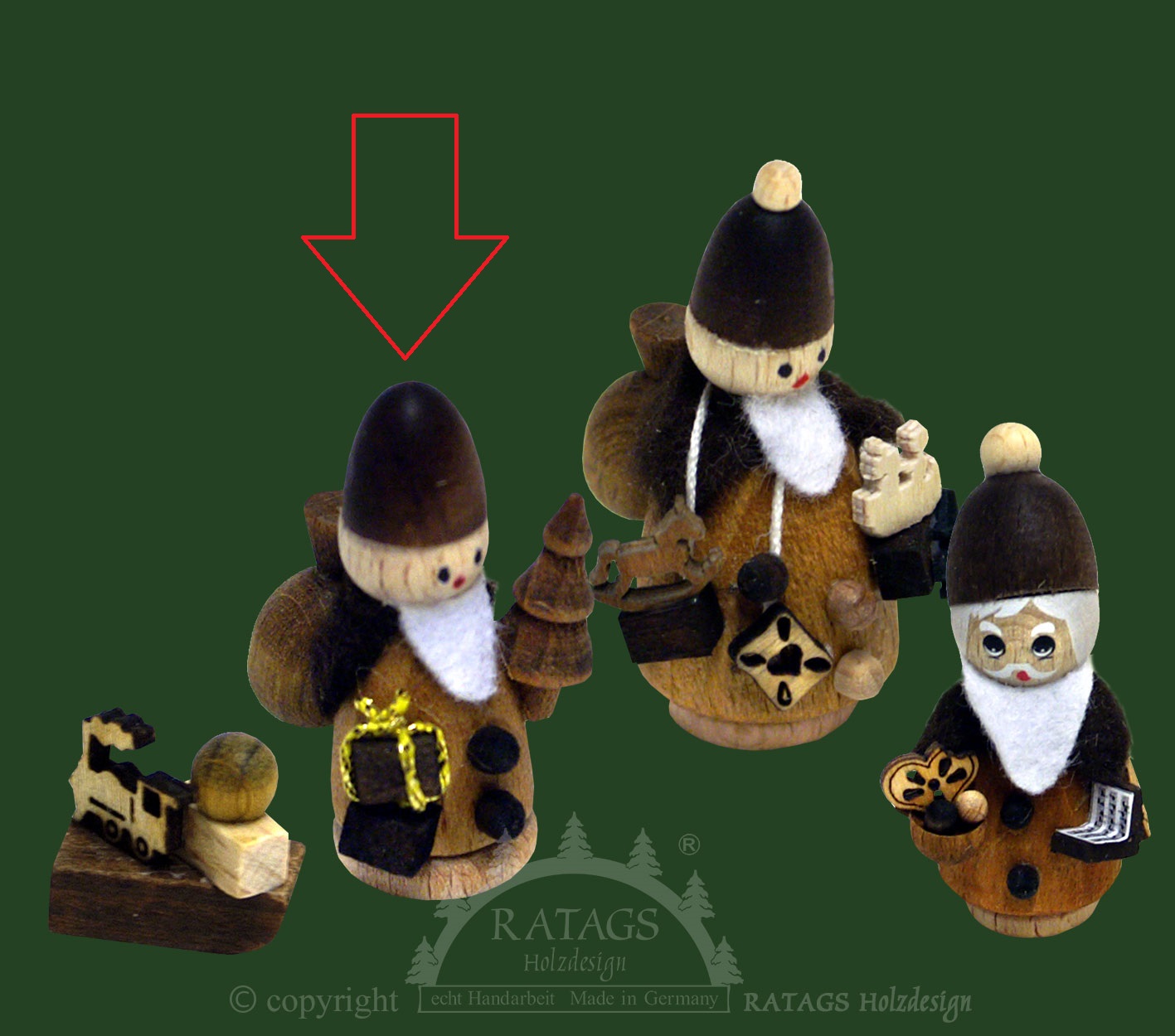 Miniaturfigur Weihnachtsmann, natur