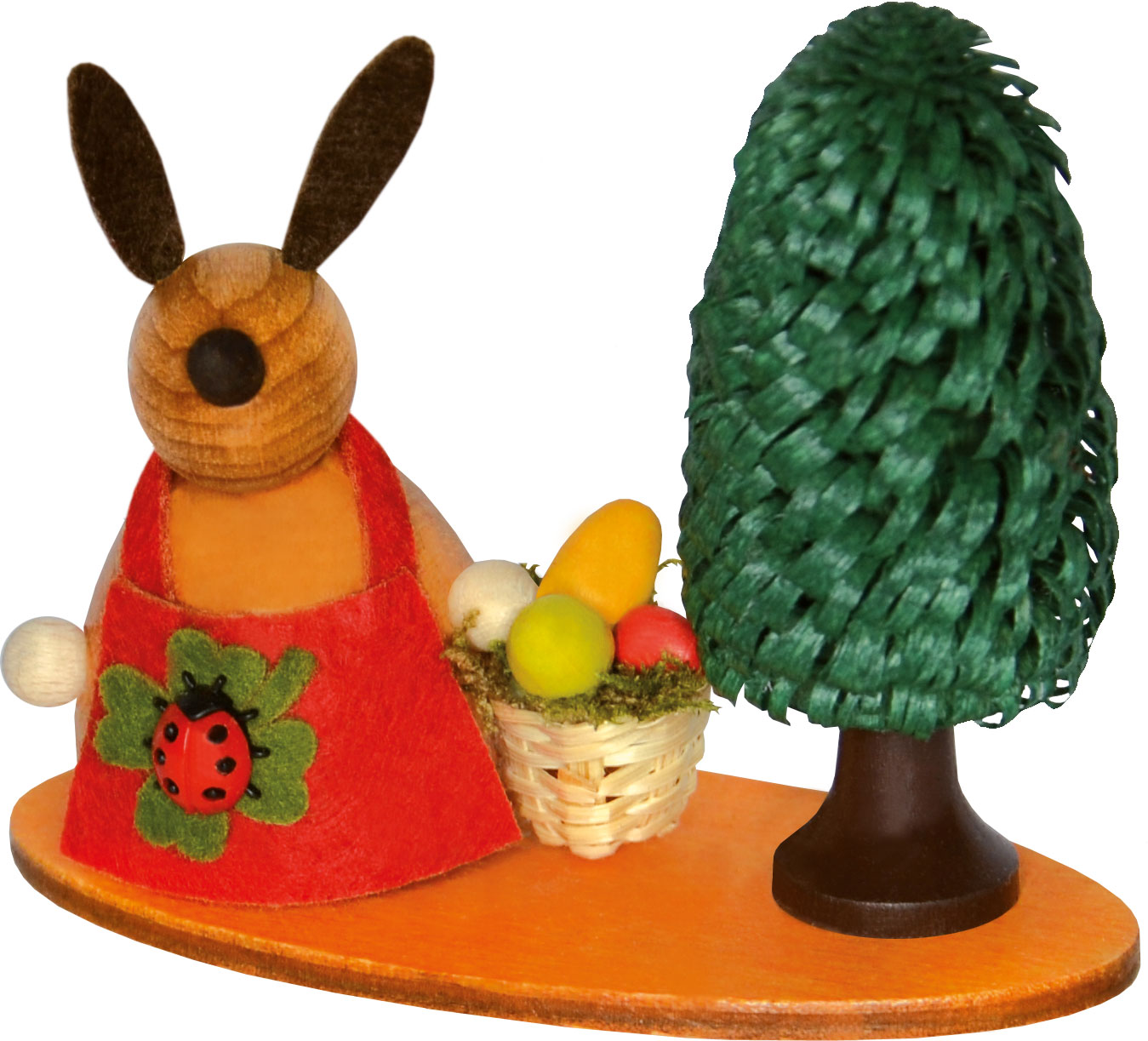 Bunny with egg basket on spruce green
