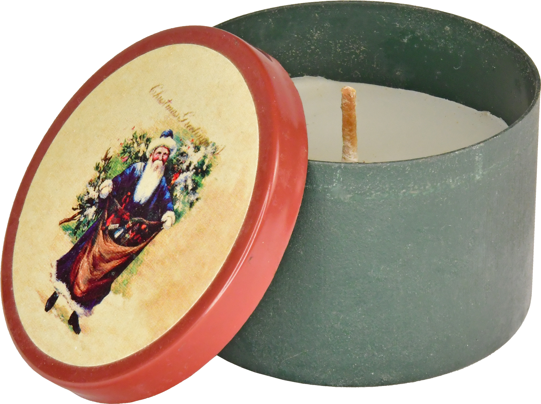 Kerze in Blechdose mit Deckel Schmuckkerze Christmas Greetings