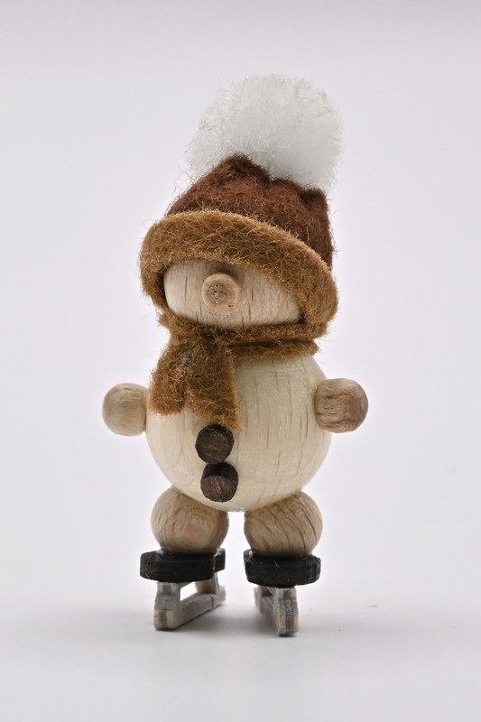Mini snowman figure, ice skater, H 4 cm