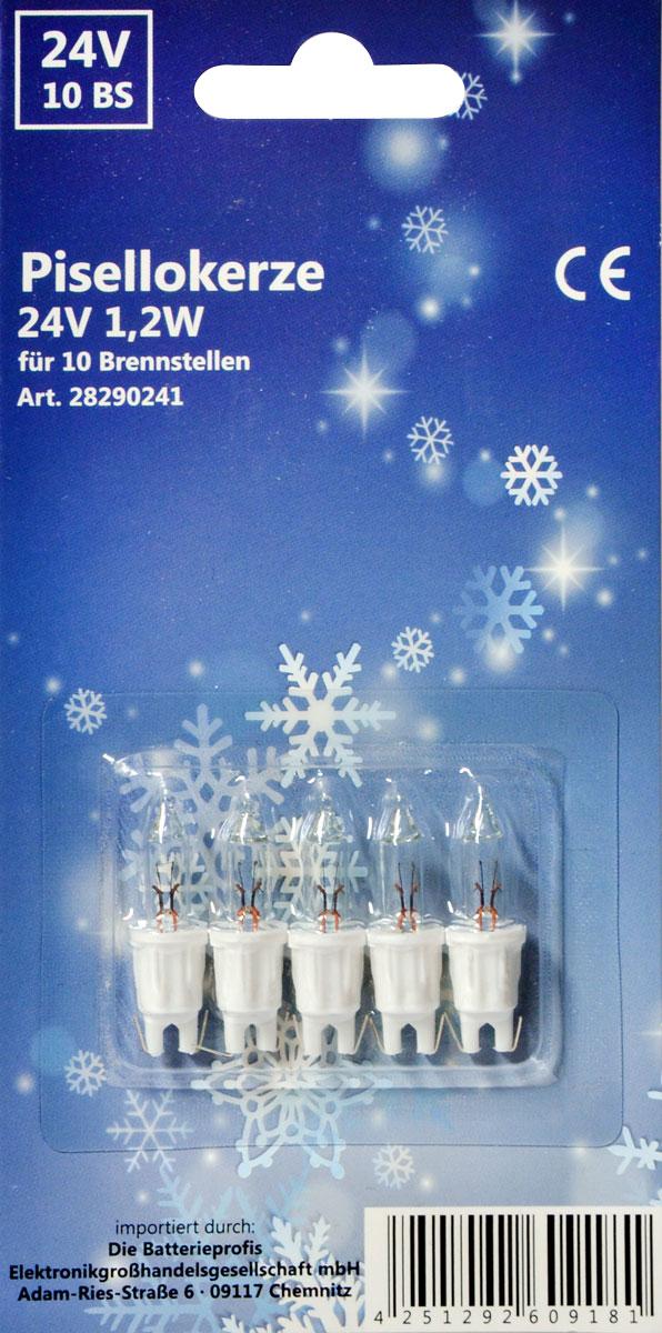 Ersatzglühlämpchen 5 St. f.10er Kette 24 V, 1,2 W Ersatzglühlämpchen 5 St. f.10er Kette 24 V, 1,2 W