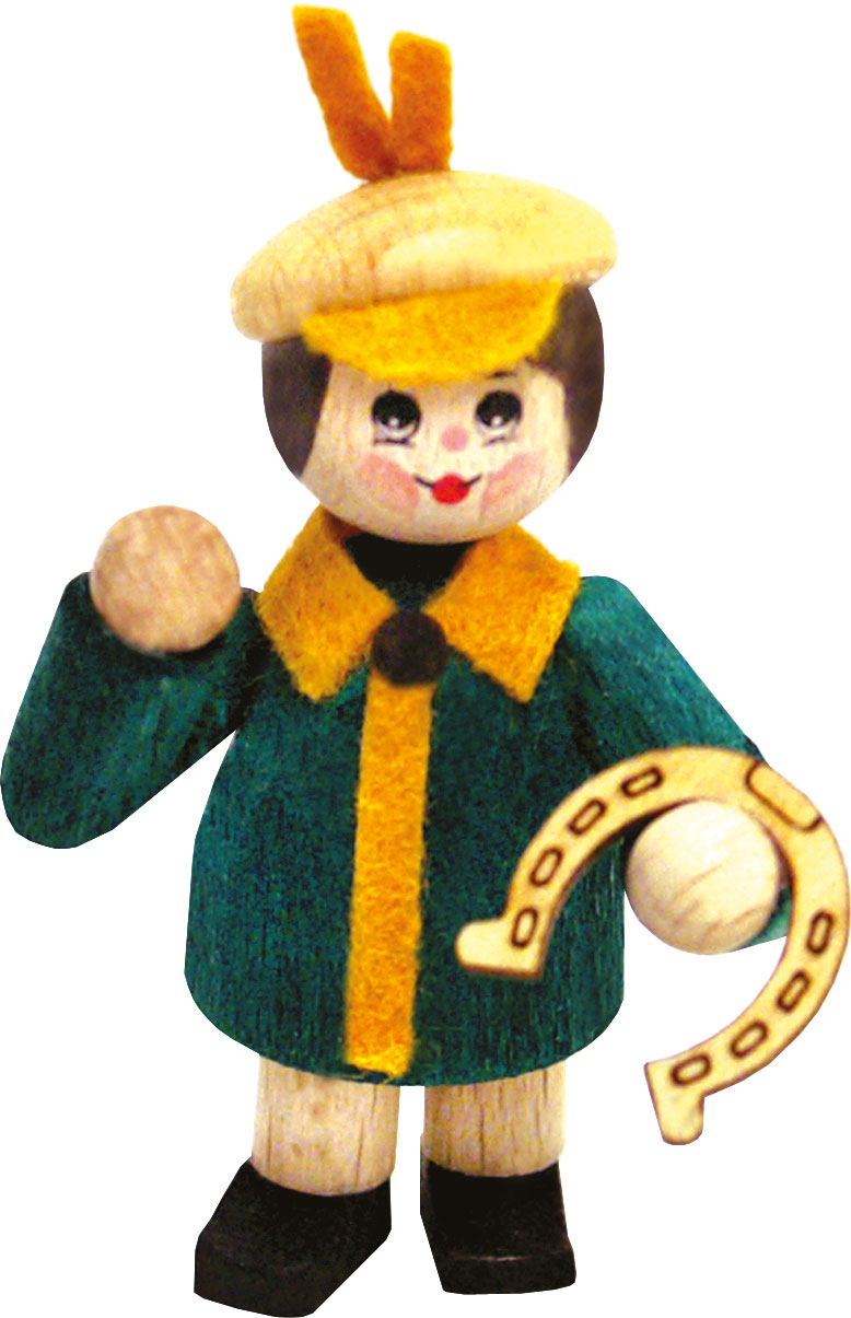Figur, lykke-barn, dreng, hestesko, turkis