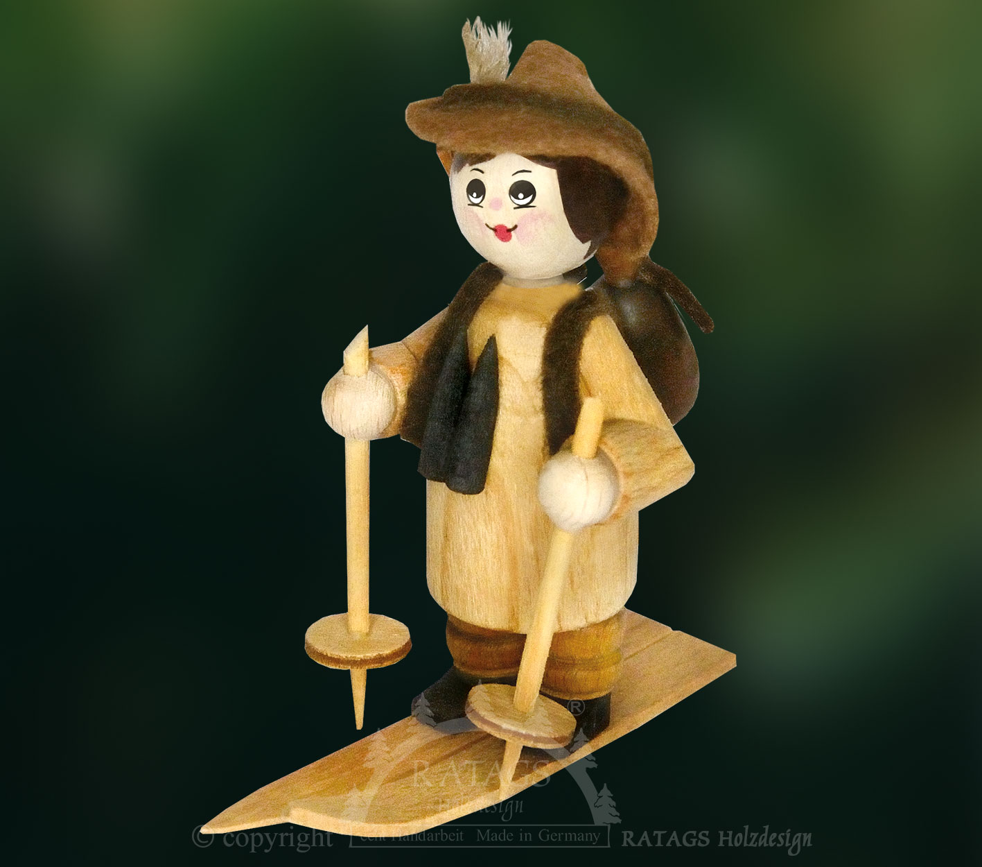 Figur, Wildhüter auf Ski, Rucksack, Gewehr Figur, Wildhüter auf Ski, Rucksack, Gewehr