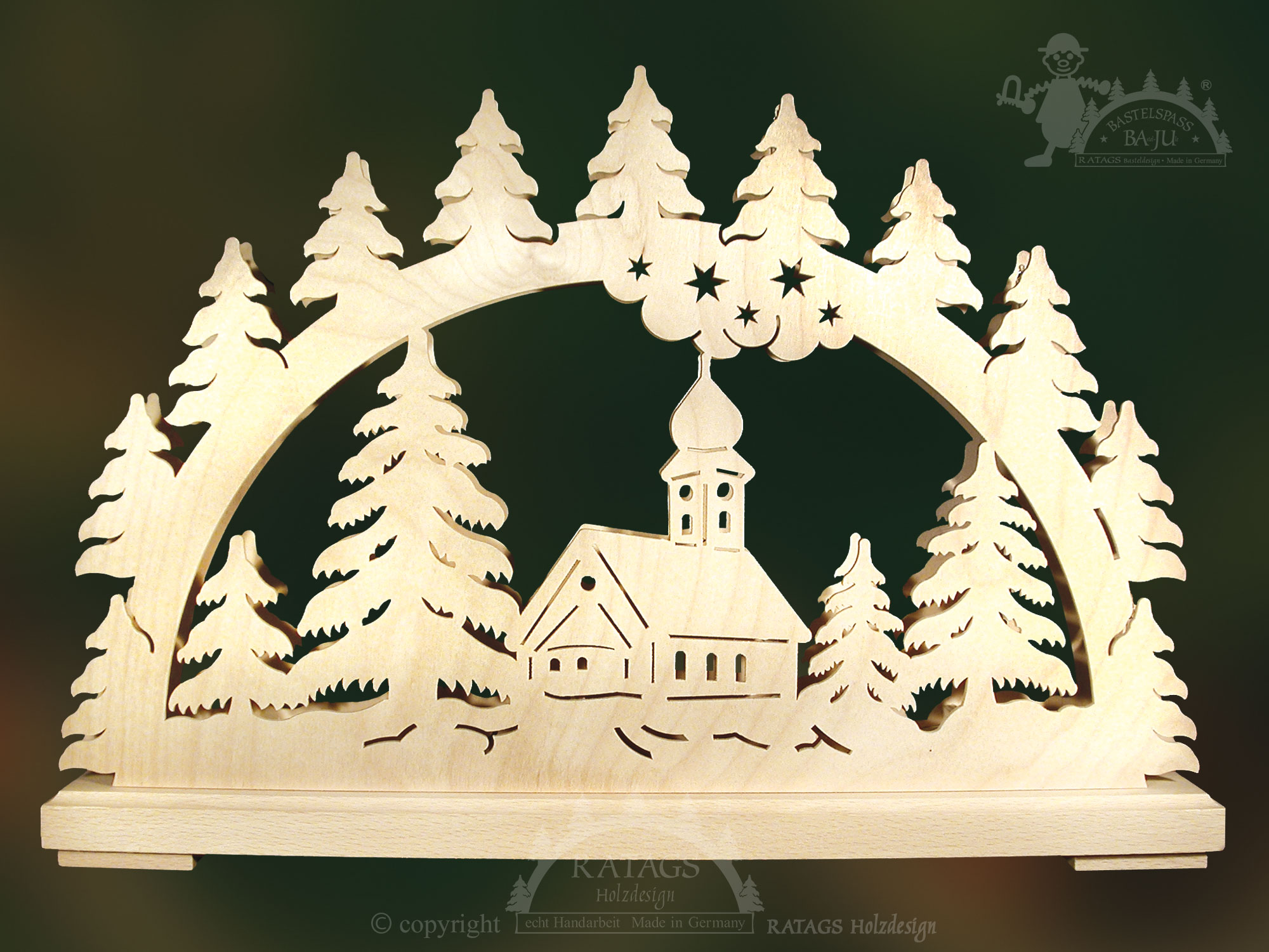 Crafting kit for a candle arch, small, church in fir trees