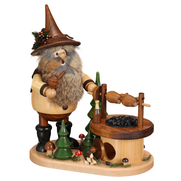 Smoking man, gnomes at the rotisserie Merry gnomes, size approx. 26 cm