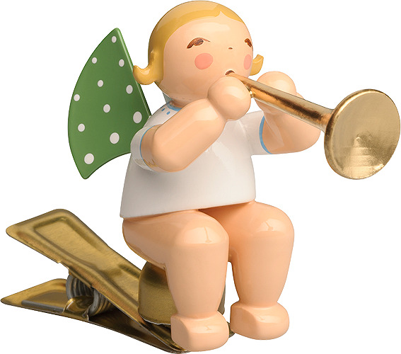 Engel mit Lebkuchen und Apfel, auf Klemm blondes Haar