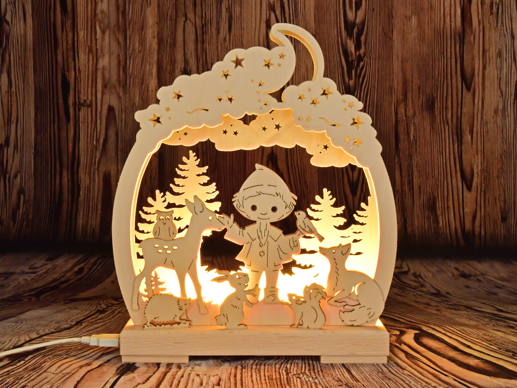 Romantikleuchte Unser Sandmännchen im Wald, LED-Stripe, USB