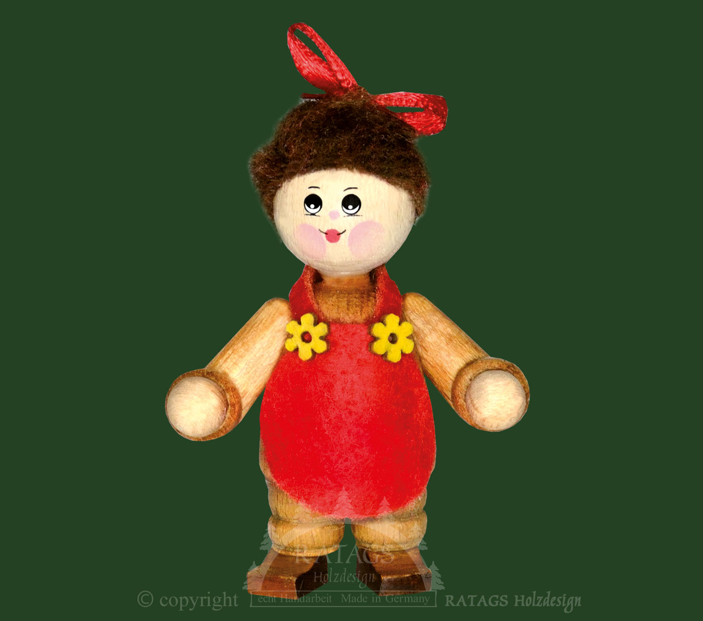 Sammler-Püppchen, Mädchen mit Schürze und Schleife im Haar